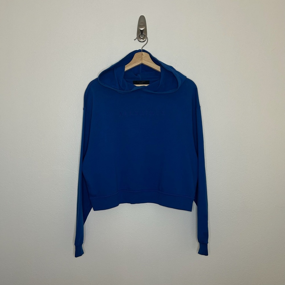 AllSaints Tonal Logo Cropped Hoodie Sz M